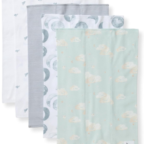 Burt's Bees Baby Infant Burp Cloths, 100% Organic Cotton Extra Absorbent Soft Fabric Drool Cloths, 5-Pack Newborn Must-Have Essential Large Burping Cloths, One Size 17 x 11.75 Inches