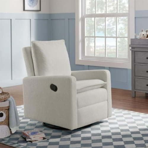 LUMIHO Upholstered Swivel Glider and Recliner Nursery Chair,White
