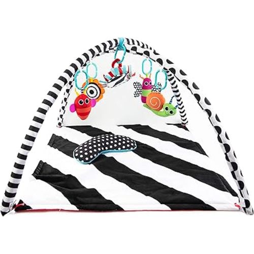 Sassy Black & White Tummy Time Playmat for Tummy or Back Play with Detachable Toys, Ages 0+ Months