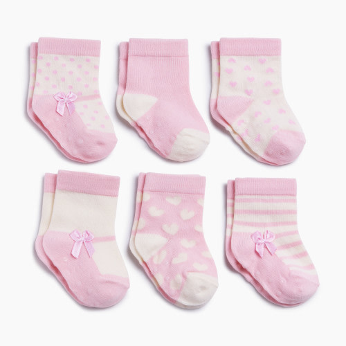 Tiny Kind 6-Pack Socks - Pink Mary Janes, 0-3 M