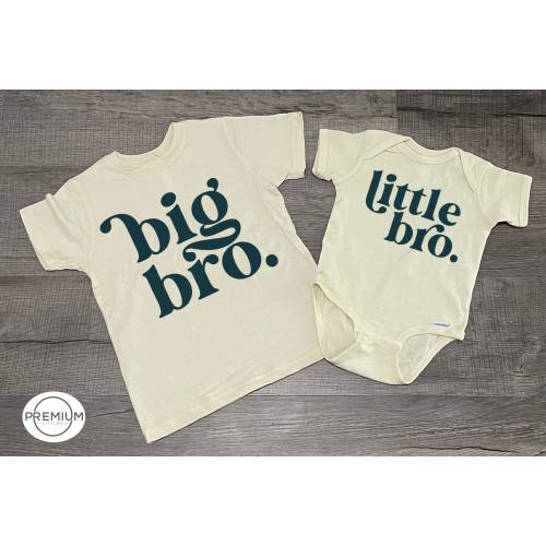 Big Bro Shirt Little Bro Onesie® - Matching Siblings Outfits - Natural Onesie® - Matching Set of 2