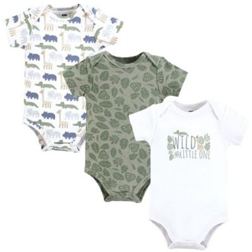 Hudson Baby Cotton Bodysuits, Wild Leaf Safari, 0-3 Months