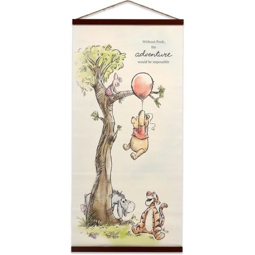 Open Road Brands Disney Winnie the Pooh Adventure Hanging Canvas Banner - Fun Pooh and Friends Wall Decor for Home