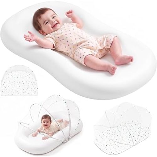 UMEIJA Baby Lounger with Net Cover, 360° Protective Infant Support Cushion