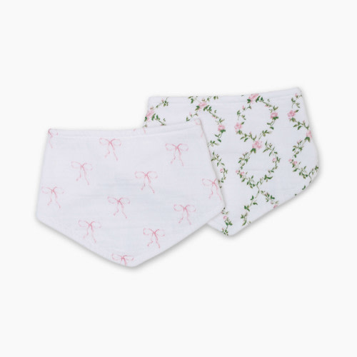 Lulujo Bandana Bib (2 Pack) - Vintage Bows/ Rose Trellis, 2