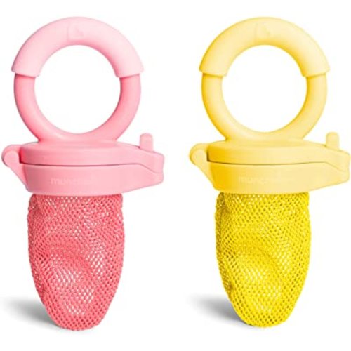Munchkin Baby Feeder for Fresh Food and Fruit, 2 Pack, Coral/Yellow