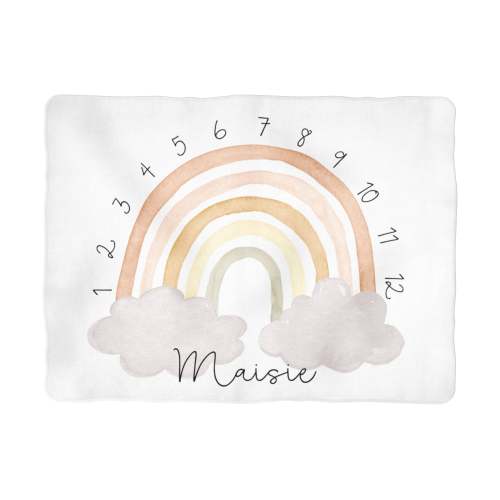 Neutral Rainbow Milestone Blanket with Name