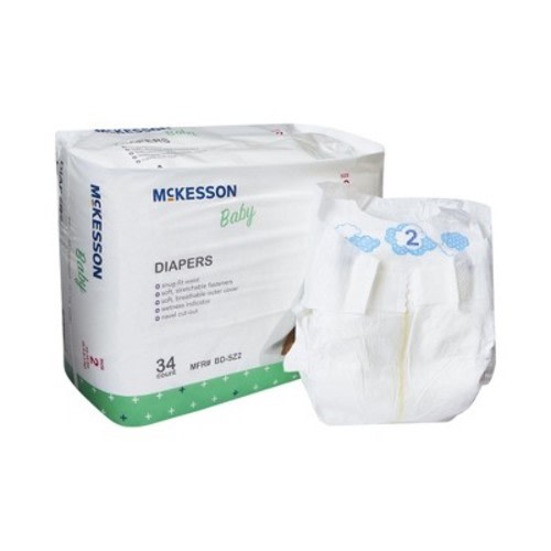 McKesson Baby Diapers, Disposable, Moderate Absorbency, Size 2, Size: 136 count