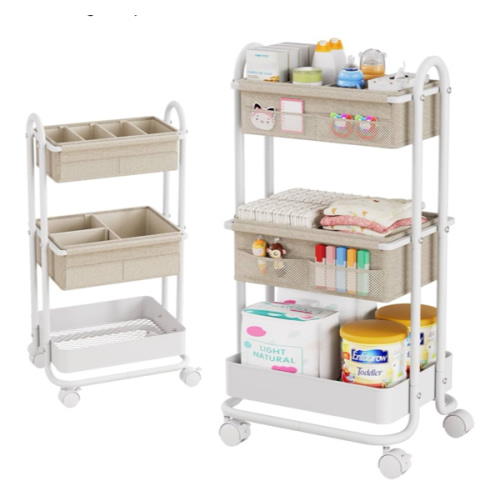 Amazon.com : Modanais Baby Diaper Caddy Organizer Cart - 3 Tier Rolling Storage Cart with Wheels, Baby Essentials Nursery Storage, Detachable Dividers - for Crib, Bedroom, Art & Craft Organizer (Off White) : Baby