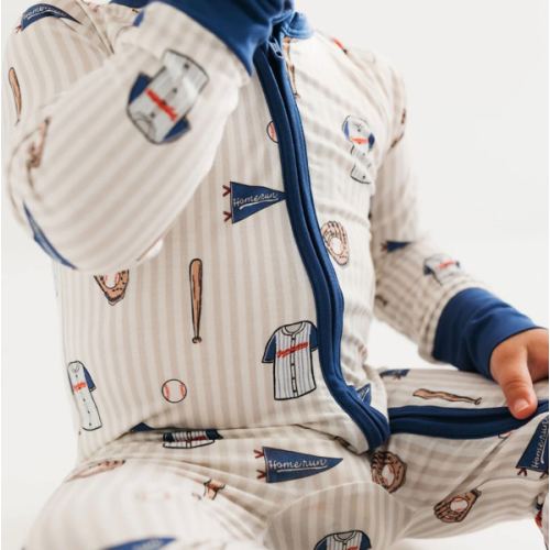 Blue Baseball Zipper Romper – In My Jammers
