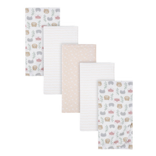 Gerber Baby Girls 100% Cotton Flannel Receiving Blankets, 5-Pack