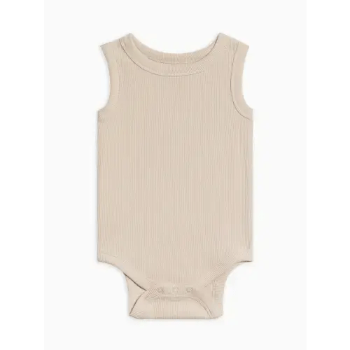 Jett Ribbed Tank Bodysuit in Oat - 3-6M