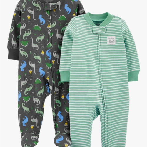 Simple Joys by Carter's Baby Boys' 2-Way Zip Thermal Footed Sleep and Play, Pack of 2