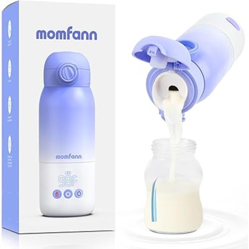 Portable Bottle Warmer for Travel, Dual Heating Modes Baby Milk Warmer On The Go for Breastmilk, Water and Formula, Precise Temperature Control with 5 Levels, Long-Lasting Battery (Purple)
