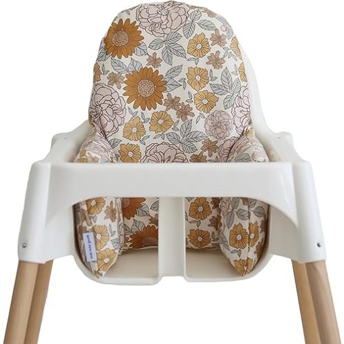 Yeah Baby Goods Vegan Leather Soft Baby High Chair Cover (Golden Girl) - Fits IKEA ANTILOP Highchair Cushion - Wipeable, Waterproof Cushion Cover for High Chair High Chair Accessories (Cover Only)