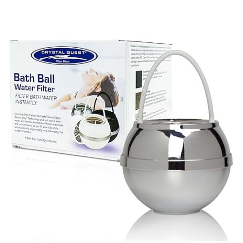 Water Filter for Bathtub, Removes Chlorine, Chloramine & Byproducts, 2,500 Gallons, BPA Free, pH Balanced Water, Fits Most Tubs, Chrome