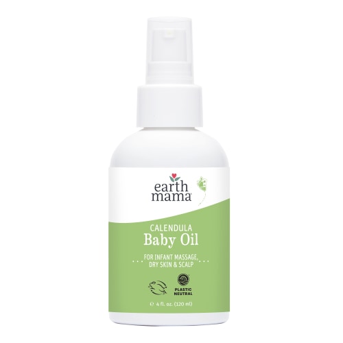 Earth Mama Calendula Baby Oil, Fragrance Free Moisturizing Body Oil and Bath Oil for Dry Sensitive Skin of All Ages, 4 fl oz