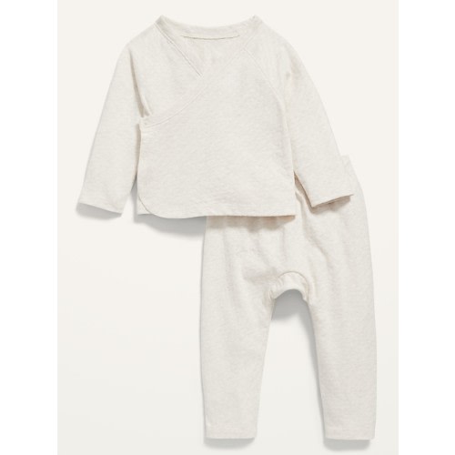 Unisex Kimono Top and Convertible Footed Leggings Layette Set for Baby
