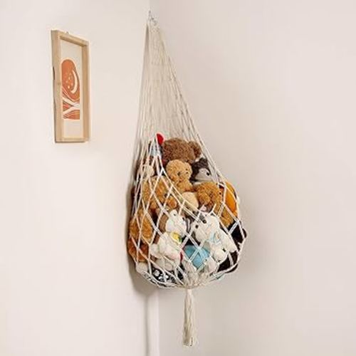 Amdermi Stuffed Animal Storage Corner Hanging Net 60" L (Cream)