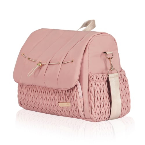 Hannah & Sophia Belle Convertible Diaper Backpack & Messenger Bag in Rose Pink