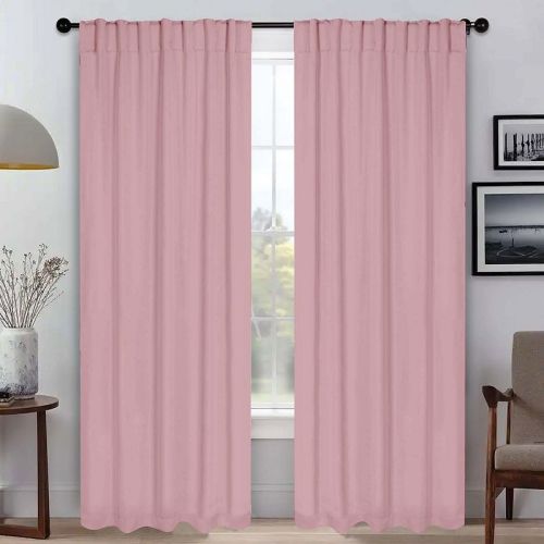 SUPERIOR Solid Blackout Back Tab Curtain Panel Set