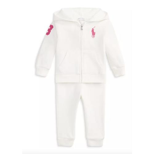Polo Girls' Big Pony Fleece Zip Hoodie & Pant Set - Baby