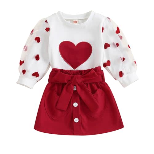 fhutpw Baby Toddler Girl Outfits Fall Winter Clothes Turtleneck Knitted Cotton Long Sleeves Tops & Button Mini Skirts Set