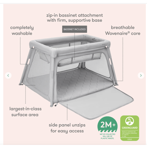 Deluxe Travel Crib & Play Yard + Bassinet Attachment