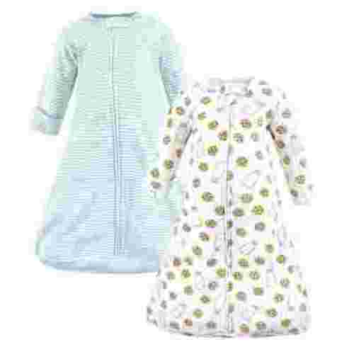 Hudson Baby Cotton Long-Sleeve Wearable Sleeping Bag, Sack, Blanket, Mint Milk Cookies Long Sleeve, 0-3 Months