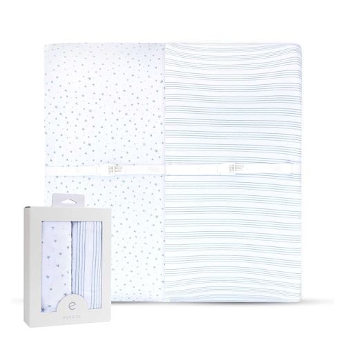 Changing Pad Cover 2 Pack - Baby Cradle Sheet with 100% Jersey Cotton - Changing Pad Covers for Boys, Newborn Essentials (Blue Stars & Stripes)