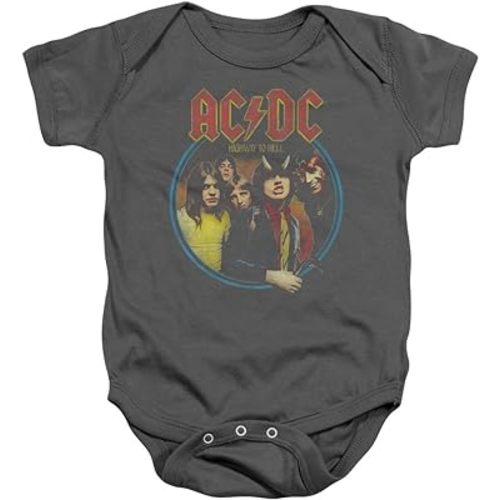 Popfunk Classic AC/DC Highway to Hell, Charcoal Baby/Toddler Unisex Boy Girl Onesie Short Sleeve Snapsuit (6 Months), Charcoal