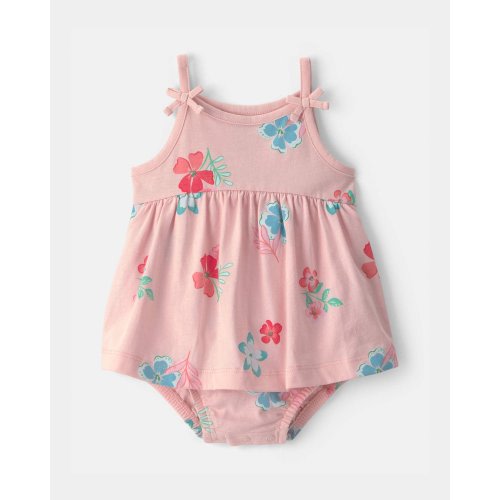 Baby Girl Floral Sleeveless Bodysuit Dress - Pink | Carter's