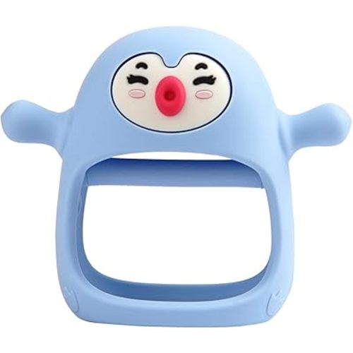 Smily Mia Shy Penguin Pencifiers for Breastfed Babies, Breastfed Essentials, Baby Essentials New Born Must Haves, Baby Pacifiers for 0-3,3-6,6-9Months Infants, Light Blue