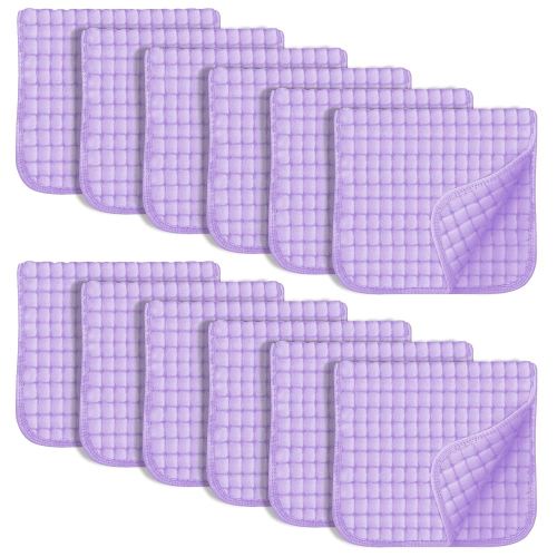 SWEET DOLPHIN 12 Pack Muslin Burp Cloths Large 100% Cotton Hand Washcloths for Baby - Baby Essentials Extra Absorbent and Soft Boys & Girls Milk Spit Up Rags for Newborn Registry - Purple, 20" X10"
