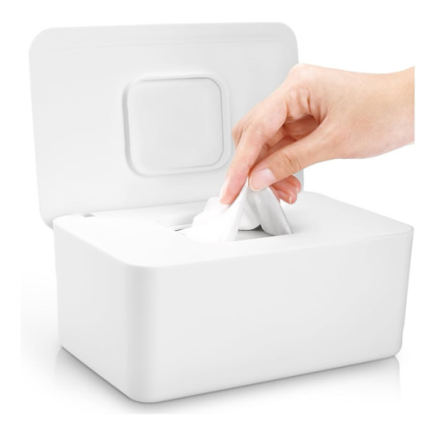 Baby Wipes Dispenser, Baby Wipe Holder for Fresh Wipes, Non-Slip Baby Wipes Container, Refillable Wipes Box with Sealing Design Lid (White)