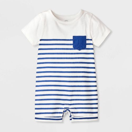 Baby Boys' Pocket Short Sleeve Romper - Cat & Jack™ Cream 24m