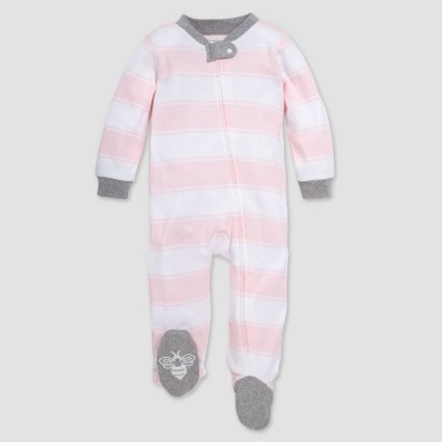 Burt's Bees Baby® Baby Girls' Rugby Striped Organic Cotton Sleep N' Play - Pink, Size: 3-6M