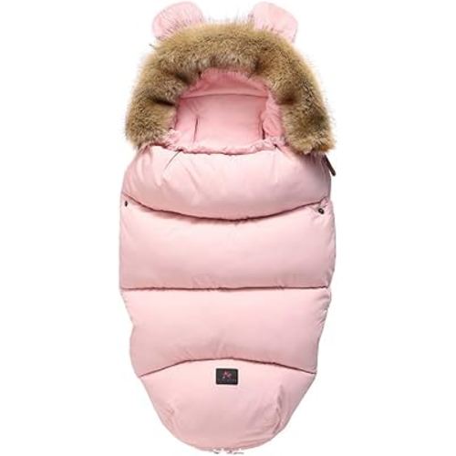 Pram Footmuff,Stroller Padded Footmuff Cover Cosy Toes,Baby Swaddle,Baby Sleeping Bag,Baby Winter Foot Cover,Windproof, Waterproof, Cold Resistant, Washable (Pink)
