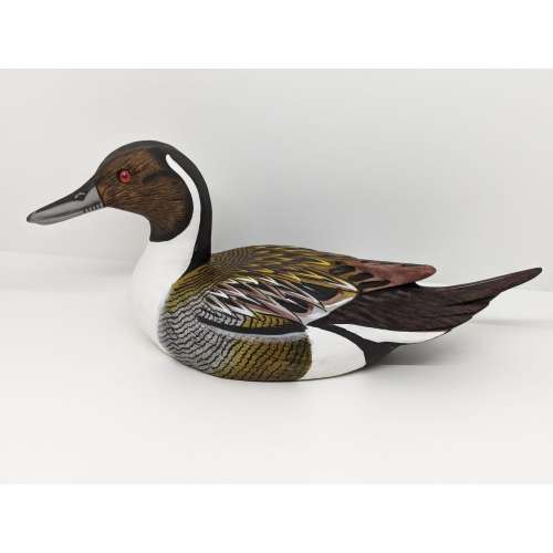 Pintail duck - painted wooden carving