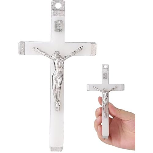 VINETEN Crucifix Wall Cross | White Catholic Crosses | Cross Wall Décor for Your Home (White Cream 4.5Inch, 4.5 Inch)