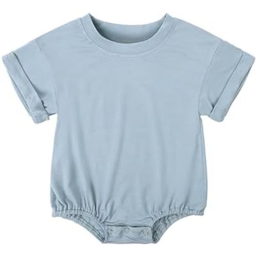 Unisex Baby Boy Girl Clothes Infant Summer Oversized Sweatshirt Bubble Romper Newborn Plain Short Sleeve Jumpsuit