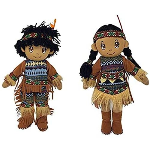 Kinnex Collections 14" Native American Indian Plush Rag Doll - DF14~ (Brown-Atul&Aruna)