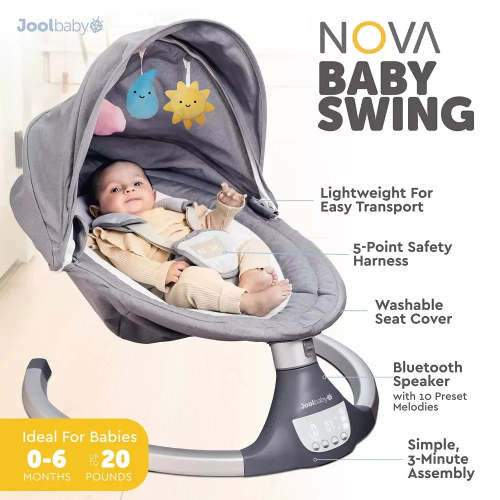 Nova Motorized Infant Baby Swing - Gray