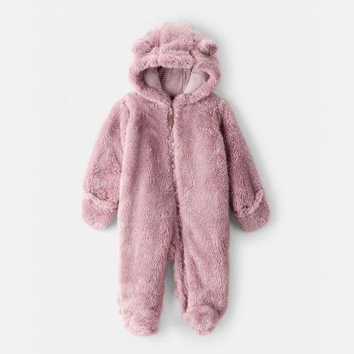 Baby Girl Carter's Sherpa Long-Sleeve Hooded Jumpsuit