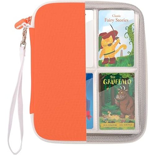 Card Binder for Yoto Player Cards with 80 Pockets, Yoto Card Holder with 10 Removable Sleeves, Carrying Case for Yoto Cards with Hand Strap, Orange