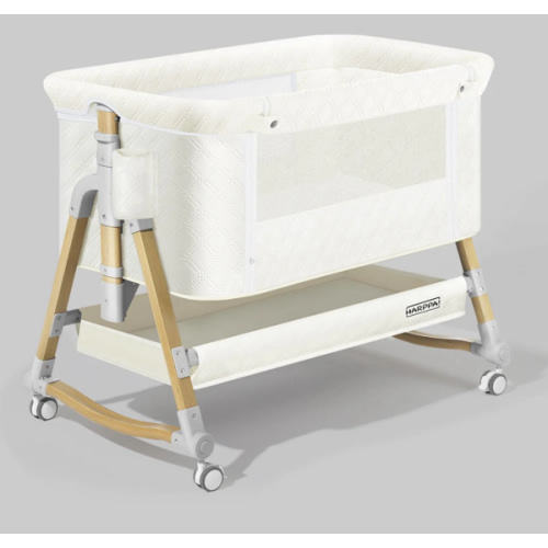HARPPA Cuddly 3-in-1 Baby Bassinet Bedside Sleeper for Reflux | Attaches to Bed, Adjustable 5 Heights, Non-Toxic & CPSC Certified | Sturdy Aluminum Frame, Portable Wheels, Tool-Free Setup, Gentle Rocking | Perfect for Newborns, Infants, Small Spaces & Saf