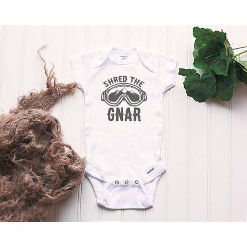 Shred the Gnar Onesie® Snowboarding Onesie® New Baby Skier - Etsy
