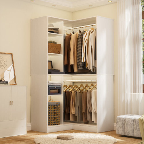 Latitude Run® 36"Corner Closet System With 2 Rods And Hutches & Reviews | Wayfair