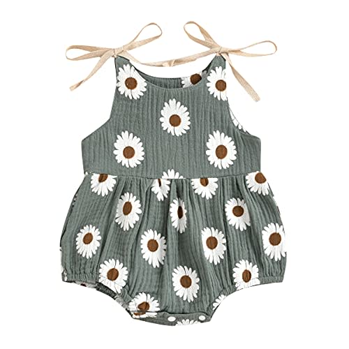 JLKGICF Infant Newborn Baby Girl Floral Romper Kids Spaghetti Strap One Piece Jumpsuit Shorts Toddler Summer Overall Clothes