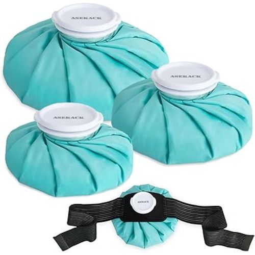 Ice Packs for Injuries Reusable, Thickened Ice Bags Hot Water Bag with Elastic Support Wrap, Hot & Cold Therapy for Pain Relief, Sports Injuries, No-Leak Cold Packs, 3 Size (6" 9" 11")